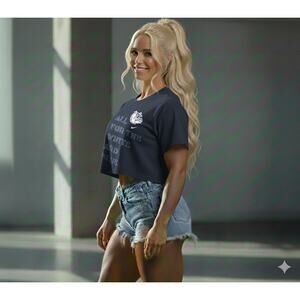 Gonzaga Bulldogs Crop Top Shirt Womens M Blue Cropped Nike Retro Y2K College